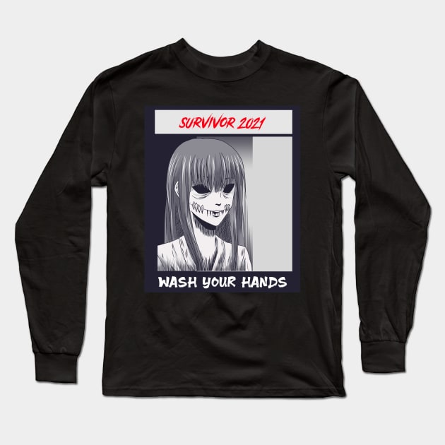 wash your hands horror Magna virus survivor girl Long Sleeve T-Shirt by thunderbudstyle